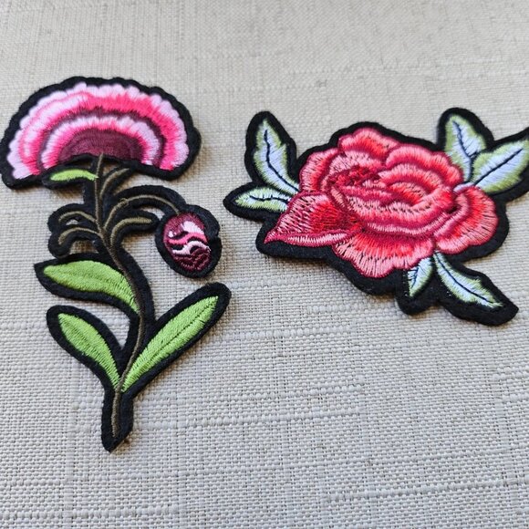 Iron On Patches Embroidery Floral Multi Colot Applique Patches Lot of 2 - Picture 7 of 8
